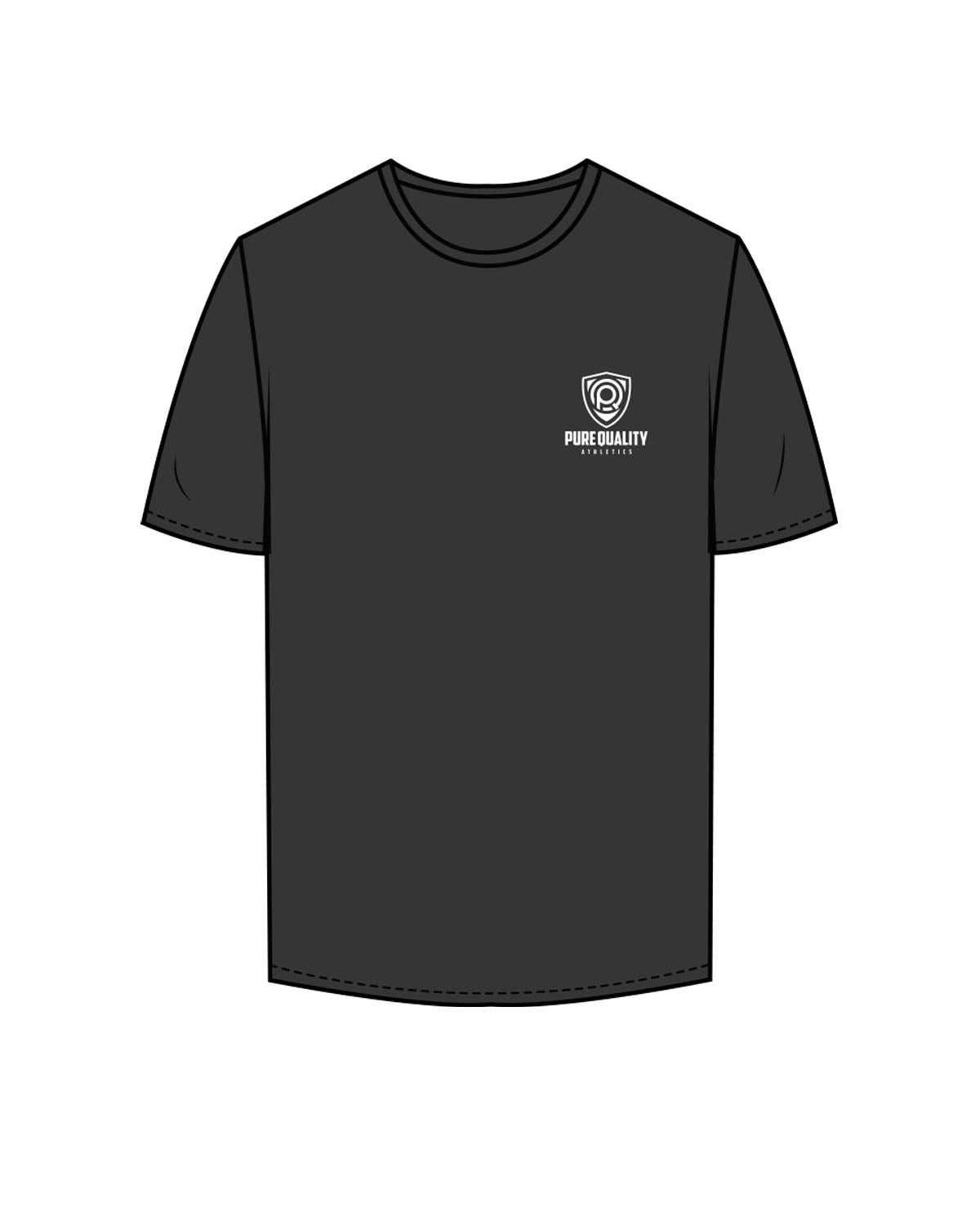 The Mens Tee - Charcoal - PURE QUALITY - Left Chest Logo Stacked & Center Back Logo Stacked - Printed - Full Color
