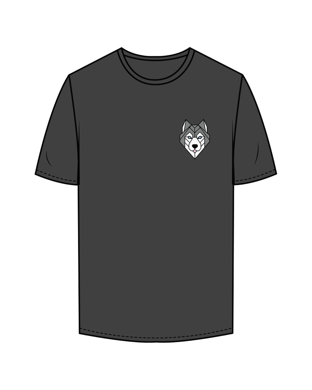 The Mens Tee - Charcoal - Collaborative Dog - Left Chest & Back Stacked - Full Color
