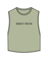 The Crop Muscle Tank - Pistachio - Crossfit Trifecta - Center Chest & Back Center - Printed - Full Color