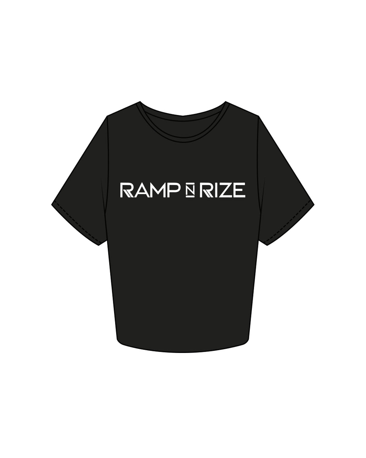 The Crop Tee - Black - Ramp N Rize - Center Chest & Back Neckline - White