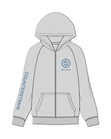 The Womens Zip Hoodie - Heather - Counterstrain - Right Sleeve & Left Chest - Blue