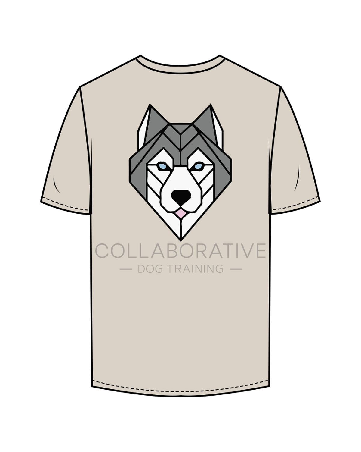 The Mens Tee - Bone - Collaborative Dog - Left Chest & Back Stacked - Full Color