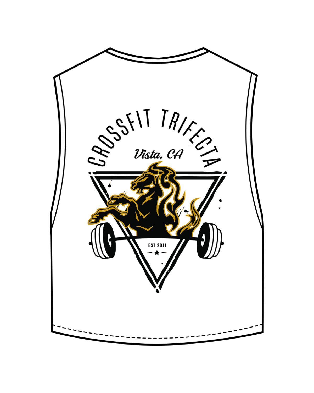 The Crop Muscle Tank - White - Crossfit Trifecta - Center Chest & Back Center - Printed - Full Color