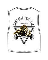 The Crop Muscle Tank - White - Crossfit Trifecta - Center Chest & Back Center - Printed - Full Color