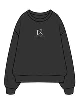 The Mens Crewneck - Washed Black - Team Sculpted - Center Chest Stacked & Back Stacked - Printed - White