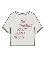 The Heavyweight Crop Tee - Washed Bone - The Vibe - Left Chest & Back Stacked - Printed - Burgandy