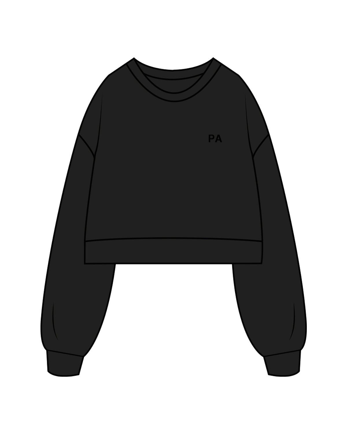 The Womens Crop Crewneck - Black - Aesthetics Injector - Left Chest - PA - Tone on Tone