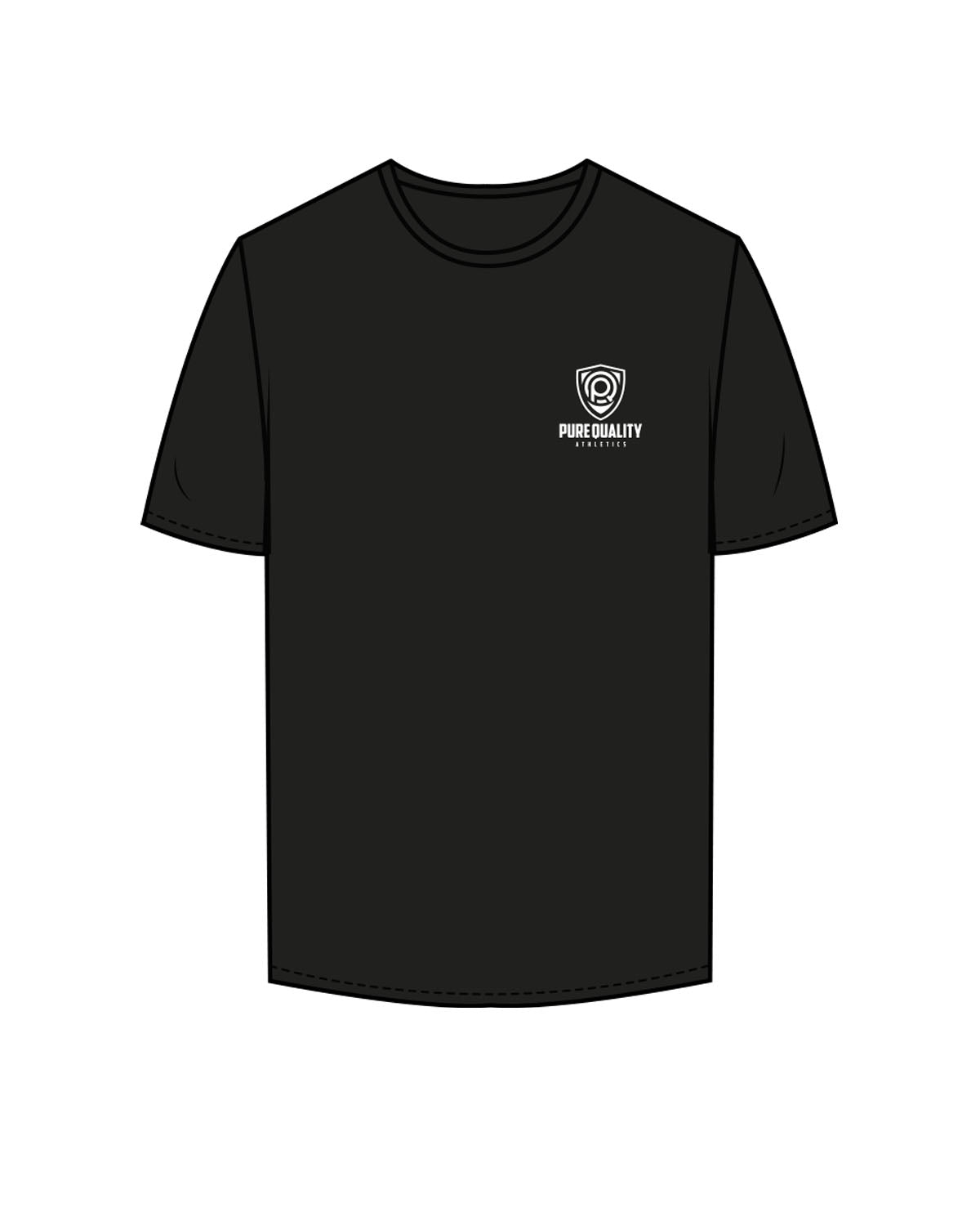 The Mens Tee - Black - PURE QUALITY - Left Chest Logo Stacked & Center Back Logo Stacked - Printed - Full Color