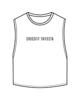 The Crop Muscle Tank - White - Crossfit Trifecta - Center Chest & Back Center - Printed - Full Color