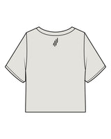 The Heavyweight Crop Tee - Washed Bone - Chest Arc Stacked - Back Neckline - Printed - Black