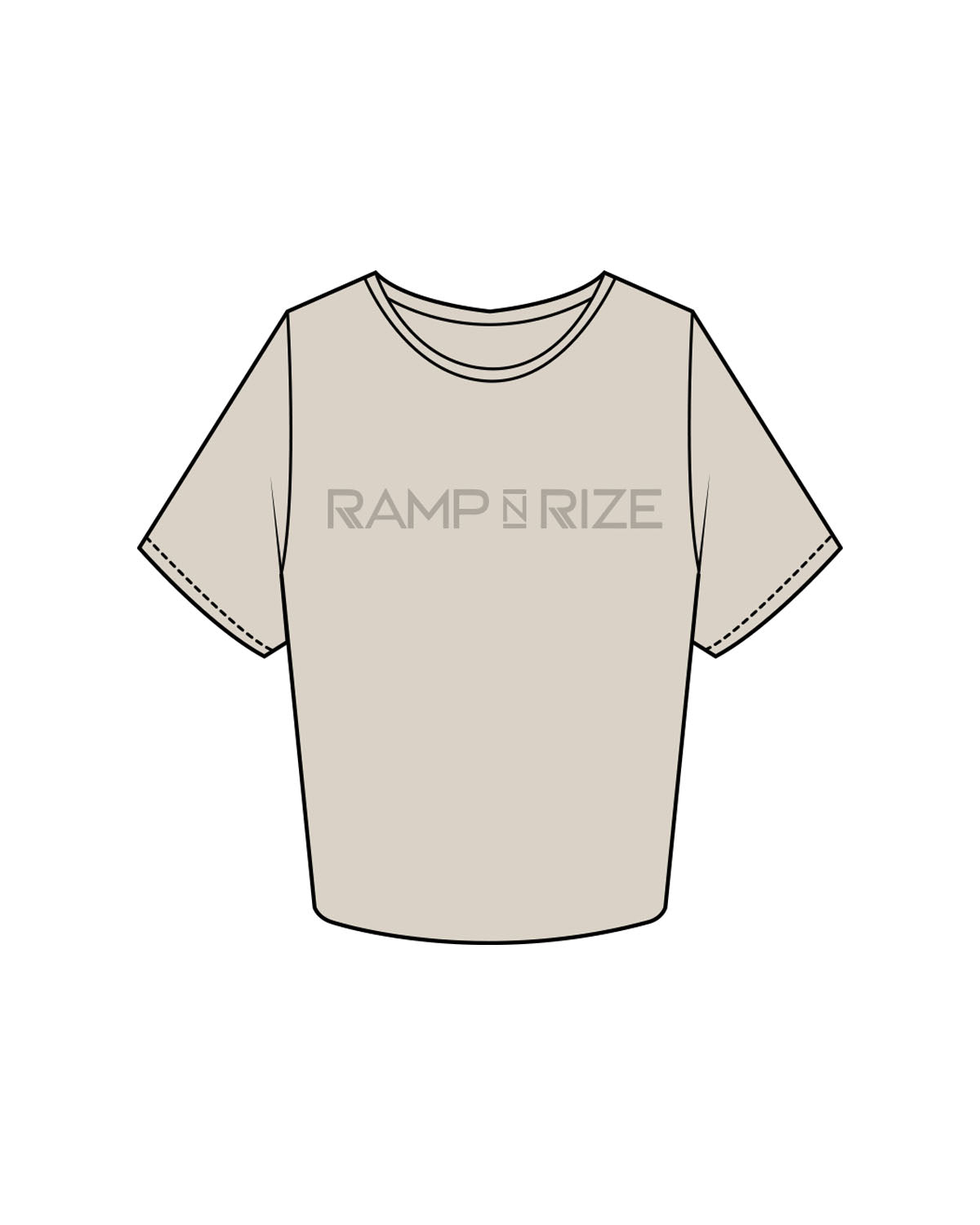 The Crop Tee - Bone - Ramp N Rize - Center Chest & Back Neckline - Tone on Tone