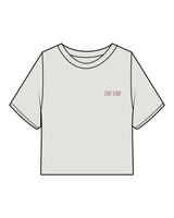 The Heavyweight Crop Tee - Washed Bone - The Vibe - Left Chest & Back Stacked - Printed - Burgandy