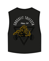 The Crop Muscle Tank - Black - Crossfit Trifecta - Center Chest & Back Center - Printed - Full Color