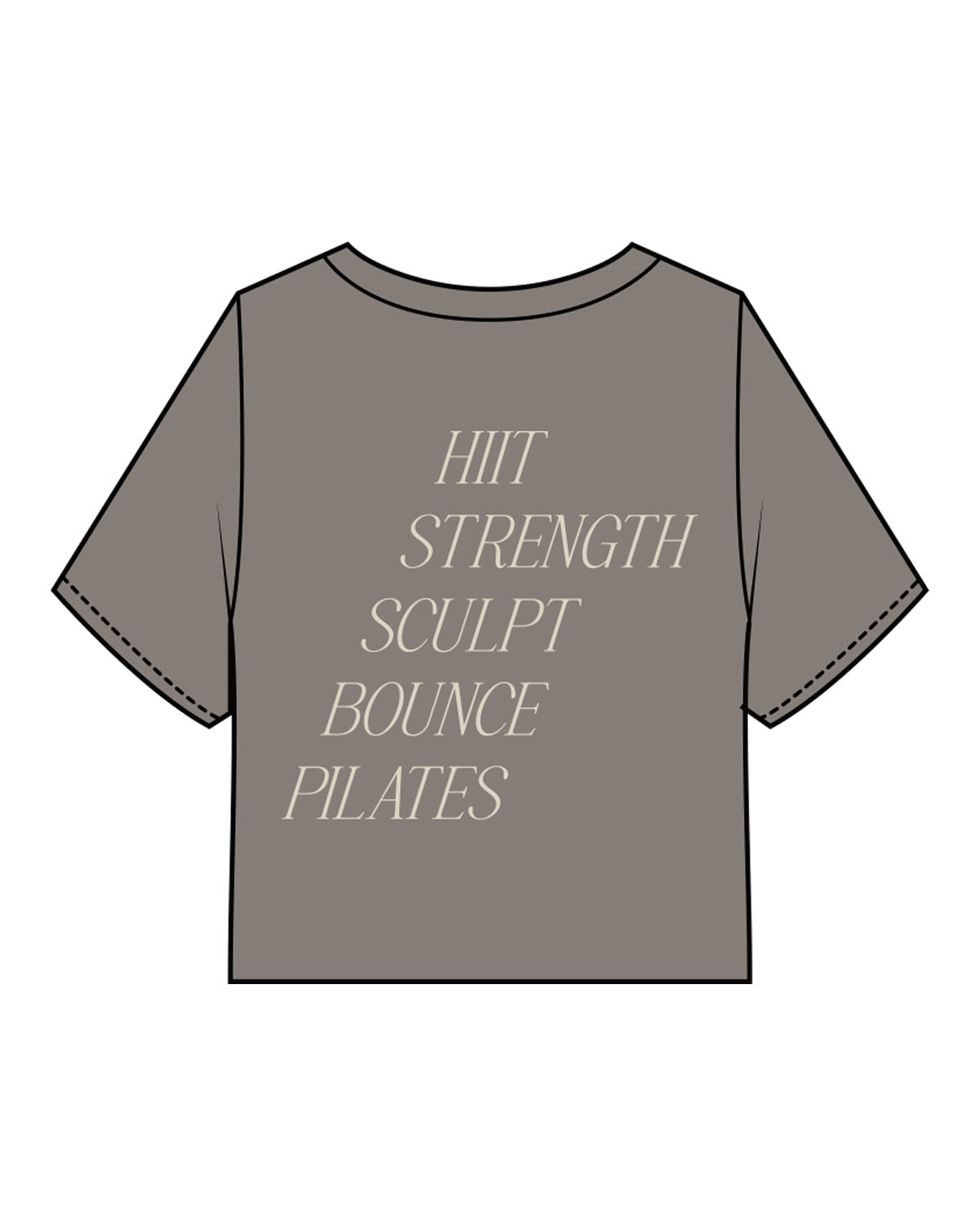 The Heavyweight Crop Tee - Washed Gray - The Vibe - Left Chest & Back Stacked - Printed - Black
