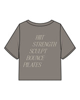 The Heavyweight Crop Tee - Washed Gray - The Vibe - Left Chest & Back Stacked - Printed - Black