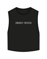 The Crop Muscle Tank - Black - Crossfit Trifecta - Center Chest & Back Center - Printed - Full Color