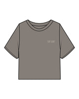 The Heavyweight Crop Tee - Washed Gray - The Vibe - Left Chest & Back Stacked - Printed - Black