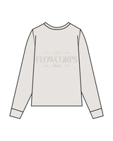 The Mens Heavyweight Long Sleeve - Washed Bone - Flowcorps - Center Chest & Back Center Stacked - Tone on Tone
