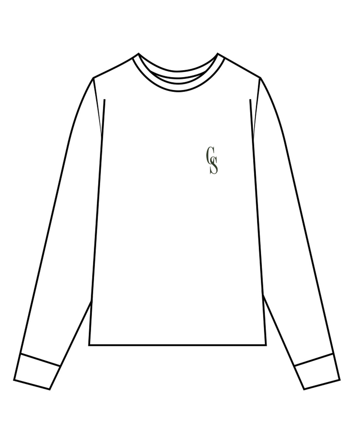 The Womens Long Sleeve - White - Christian Singles Hub - Left Chest & Center Back Stacked - Printed - Dark Green