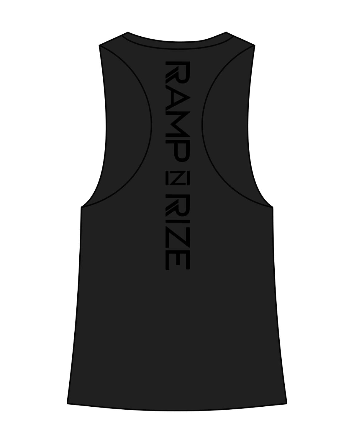 The Womens Racerback Tank - Black - Ramp N Rize - Center Chest & Back Spine - Black