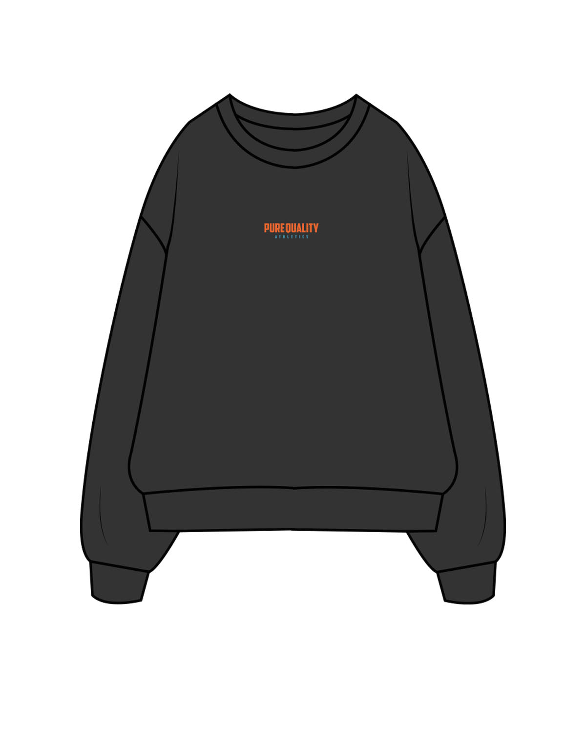 The Mens Crewneck - Washed Black - PURE QUALITY - Center Chest Stacked & Center Back Logo Stacked - Printed - Full Color