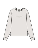 The Mens Heavyweight Long Sleeve - Washed Bone - Flowcorps - Center Chest & Back Center Stacked - Tone on Tone