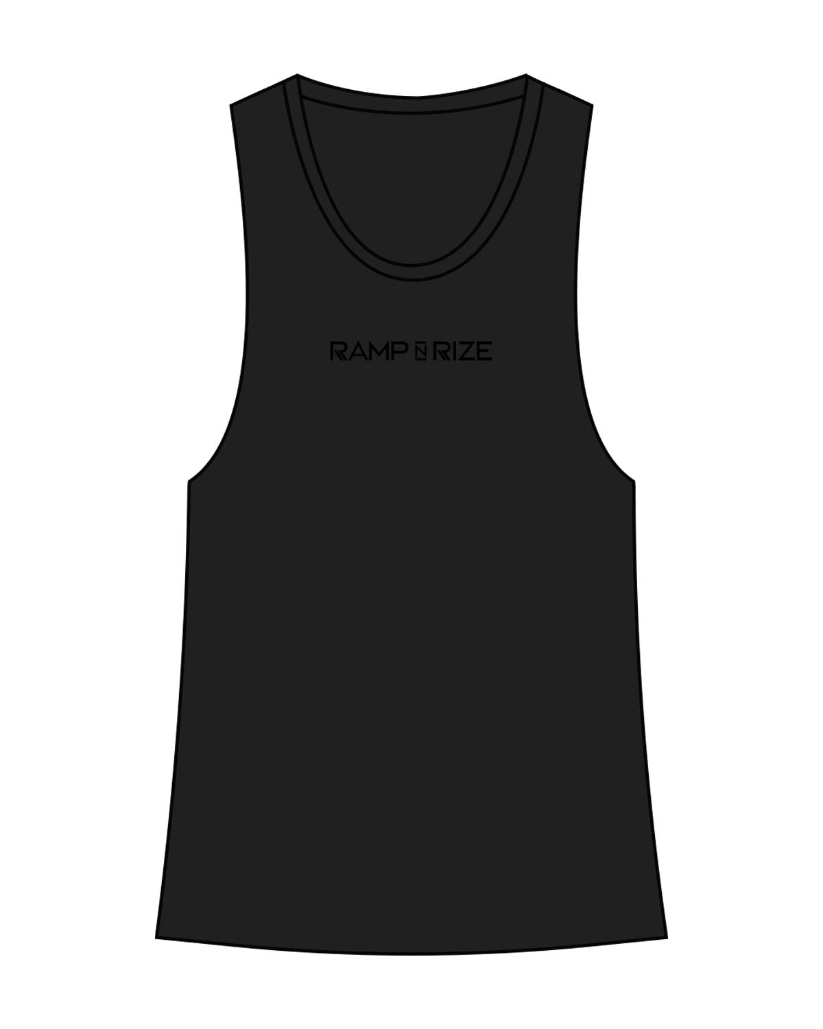 The Womens Racerback Tank - Black - Ramp N Rize - Center Chest & Back Spine - Black