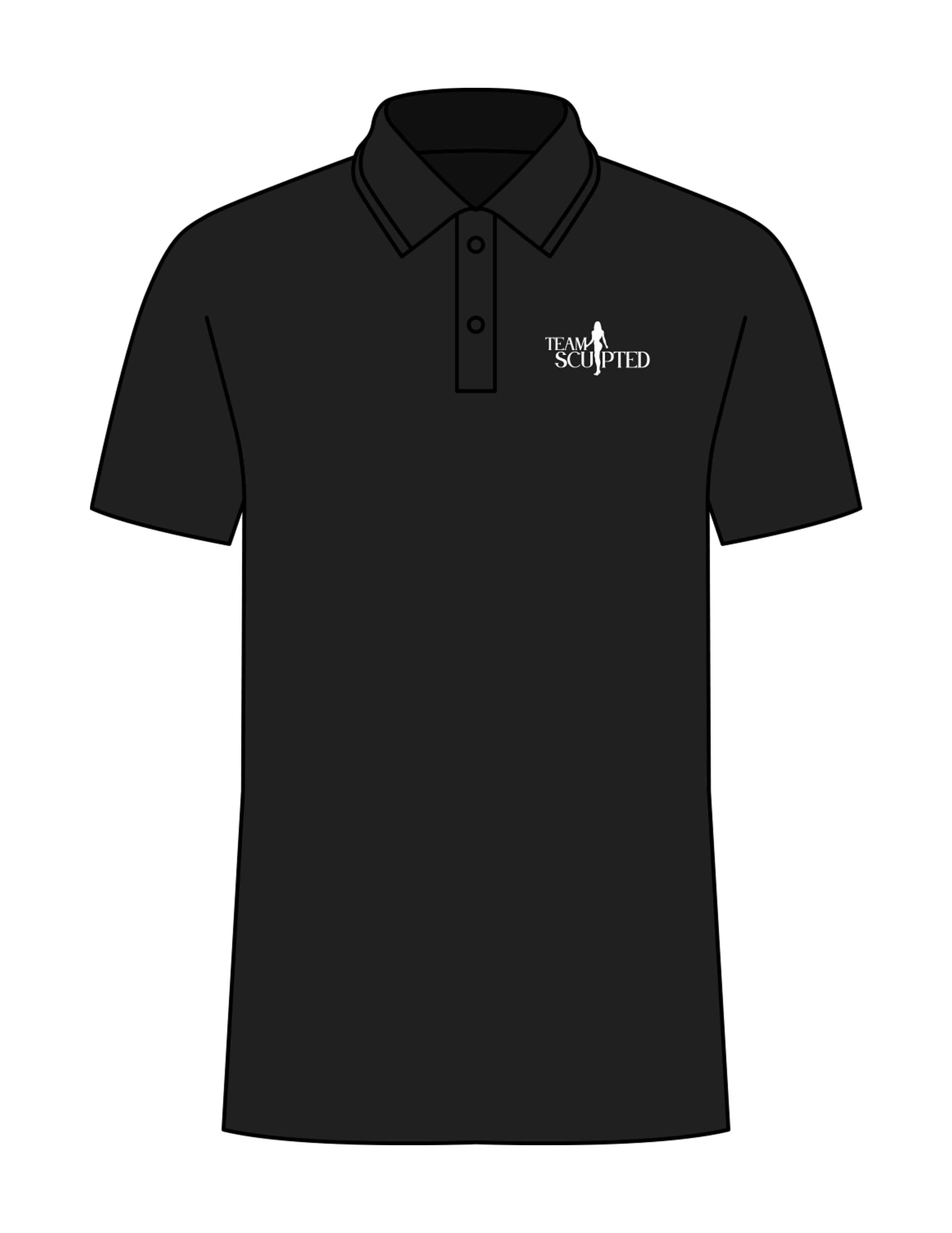 The Mens Polo - Black - Team Sculpted - Left Chest & Right Sleeve - Printed - White