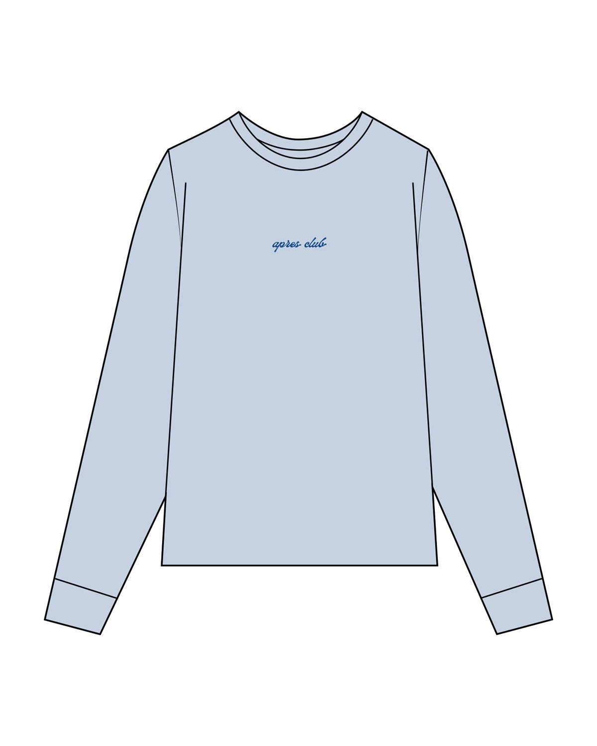 The Womens Oversized Long Sleeve - Powder - Lagree Tahoe - Center Chest & Center Back Stacked Logo - Printed - Full Color