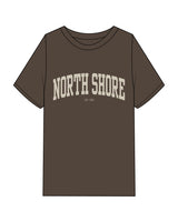 The Mens Heavyweight Tee - Washed Walnut - The Vibe - Center Chest Stacked - Printed - Off White