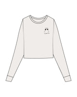 The Micro Rib Crop Long Sleeve - Natural - Lagree Tahoe- Left Chest Stacked Logo - Printed - Charcoal