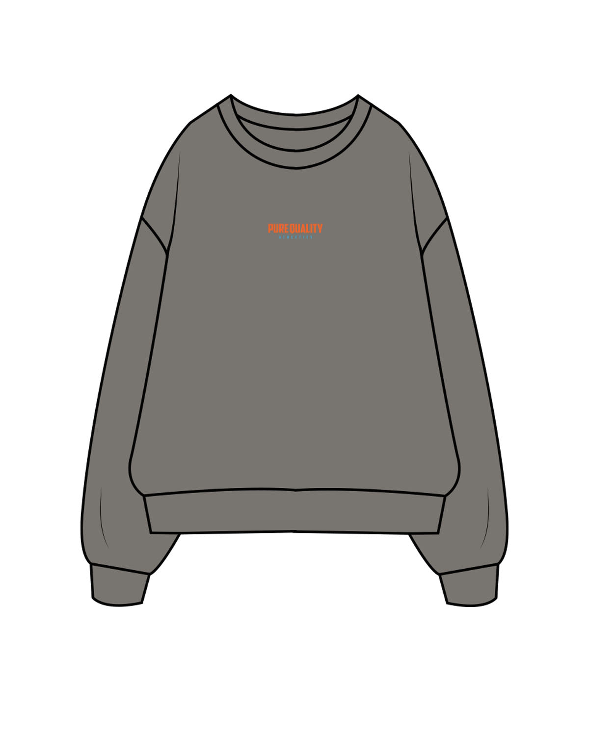 The Mens Crewneck - Washed Gray - PURE QUALITY - Center Chest Stacked & Center Back Logo Stacked - Printed - Full Color