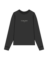 The Mens Heavyweight Long Sleeve - Washed Black - Flowcorps - Center Chest & Back Center Stacked - Ivory
