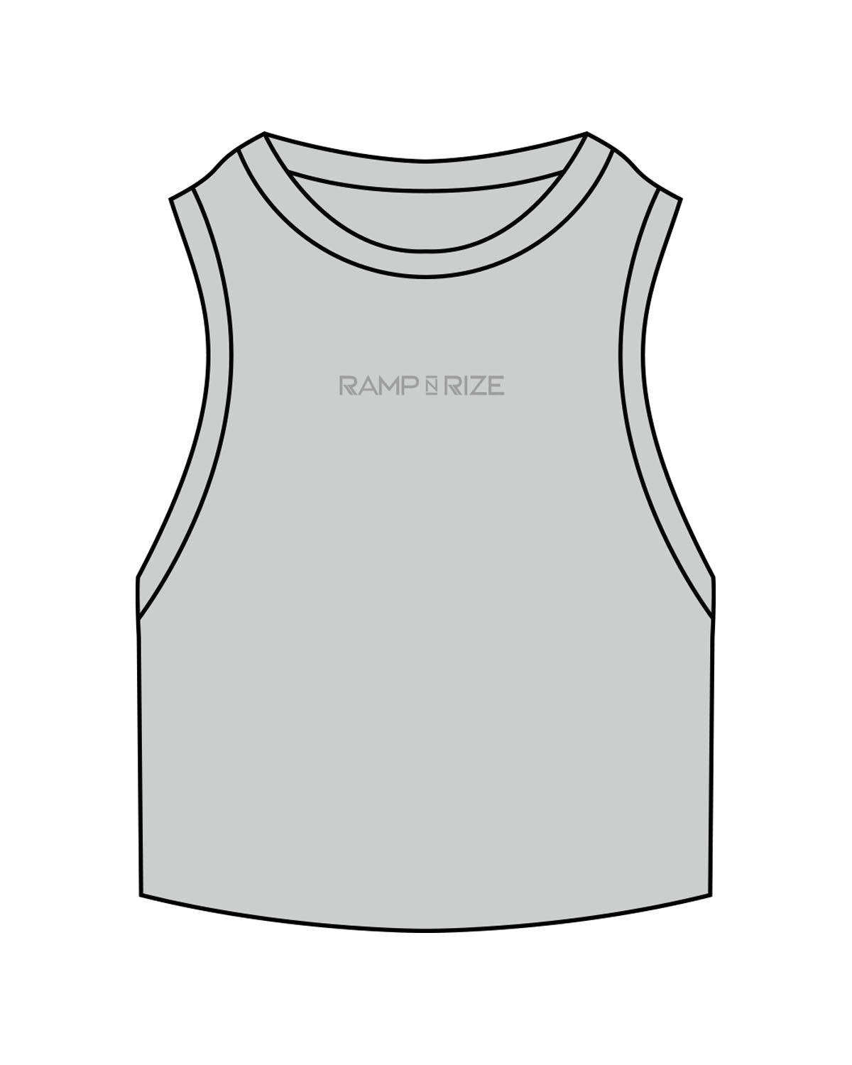 The Ribbed Crop Tank - Storm - Ramp N Rize - Center Chest - Embroidered - Tone on Tone
