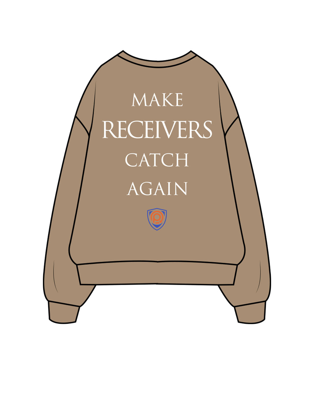 The Mens Crewneck - Sand - PURE QUALITY - Center Chest Stacked & Center Back Logo Stacked - Printed - Full Color