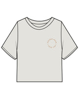 The Heavyweight Crop Tee - Washed Bone - Golden Hour Pilates - Left Chest - Back Round - Printed - Orange