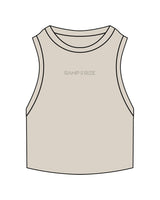 The Ribbed Crop Tank - Bone - Ramp N Rize - Center Chest - Embroidered - Tone on Tone