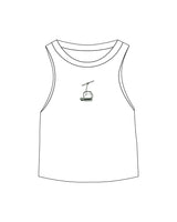 The Micro Rib Racer Crop - White - Lagree Tahoe - Center Chest Logo - Printed - Green
