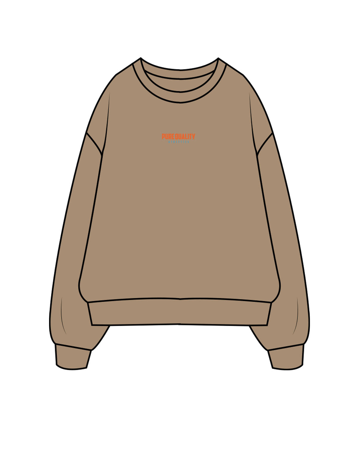The Mens Crewneck - Sand - PURE QUALITY - Center Chest Stacked & Center Back Logo Stacked - Printed - Full Color