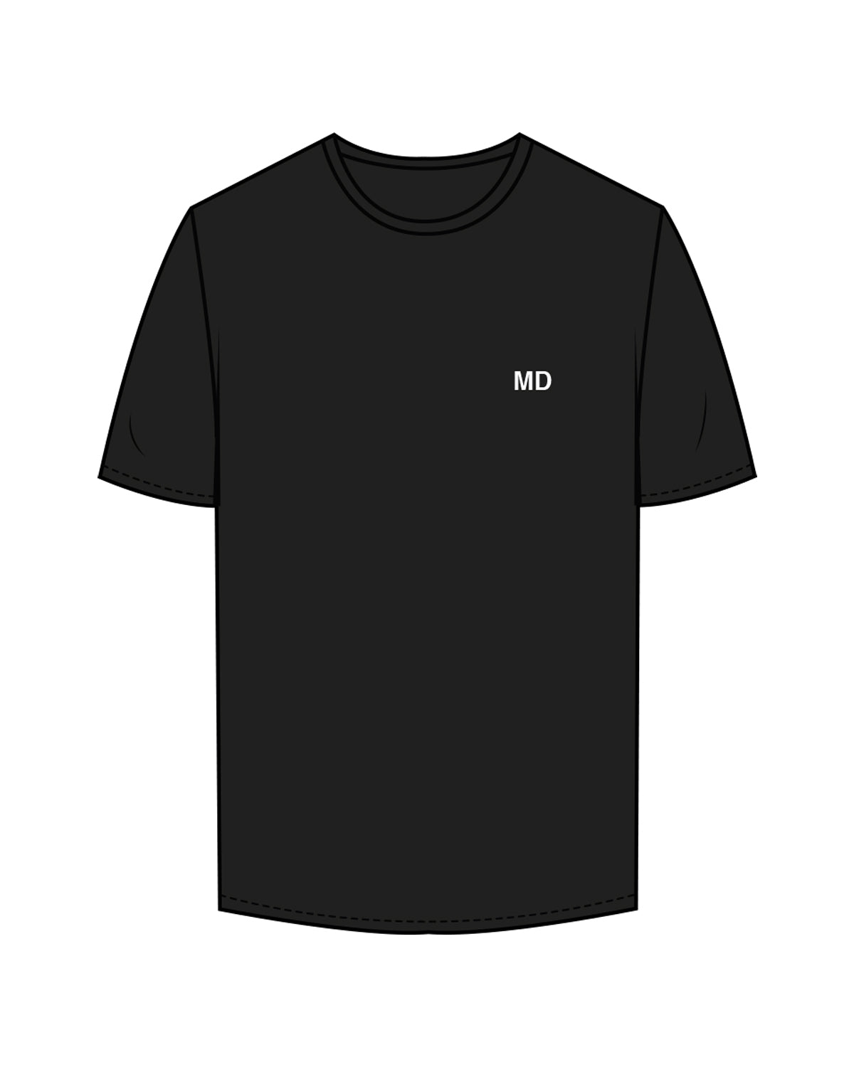 The Mens Tee - Black - Aesthetics Injector - Left Chest - DO - White