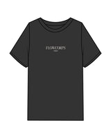 The Mens Heavyweight Tee - Washed Black - Flowcorps - Center Chest & Back Center Stacked - Ivory
