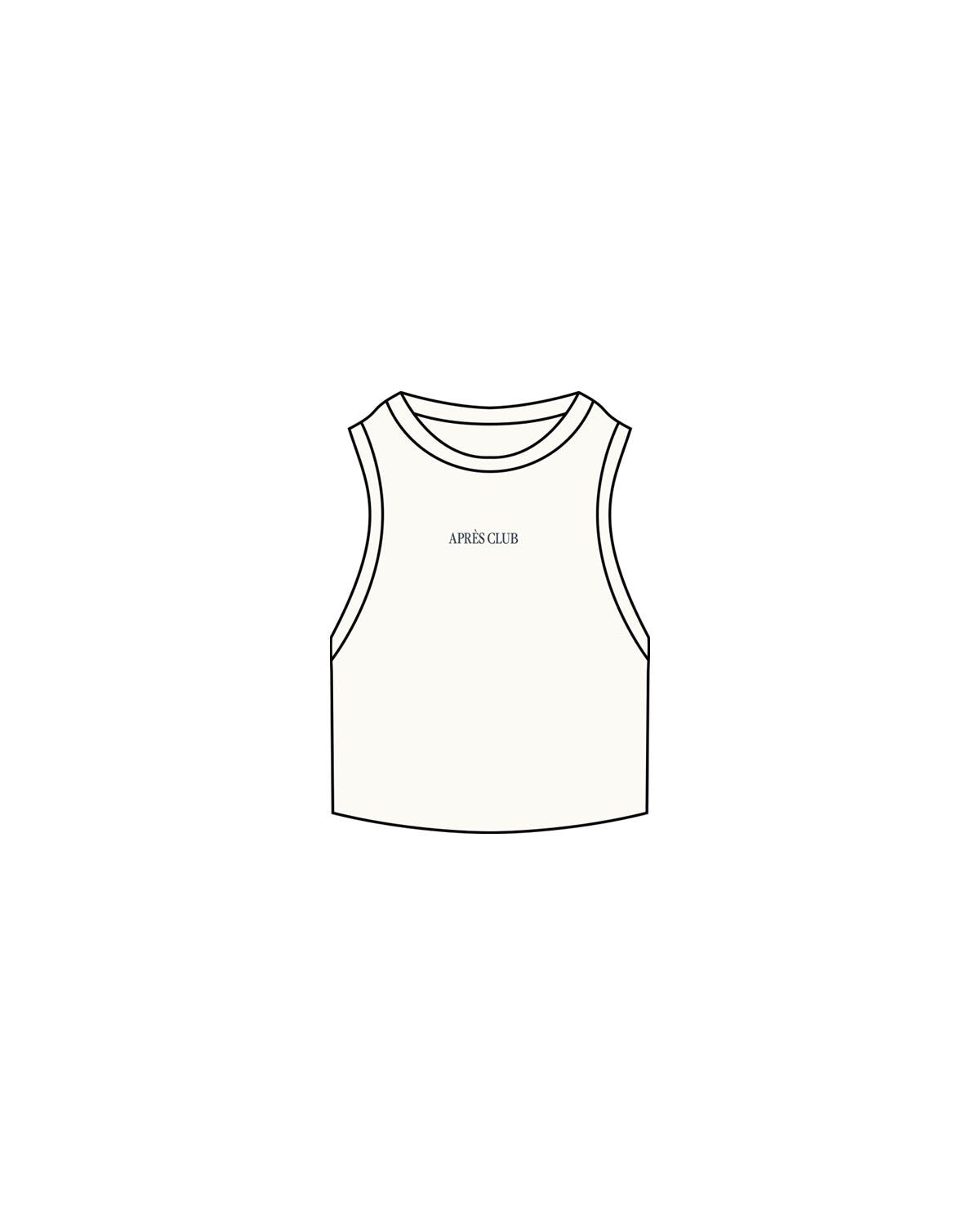 The Ribbed Crop Tank - Off White - Lagree Tahoe - Center Chest - Embroidered - Navy