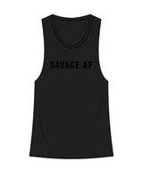 The Womens Racerback Tank - Black - Beautifully Savage - Center Chest & Back Neckline - Tone on Tone