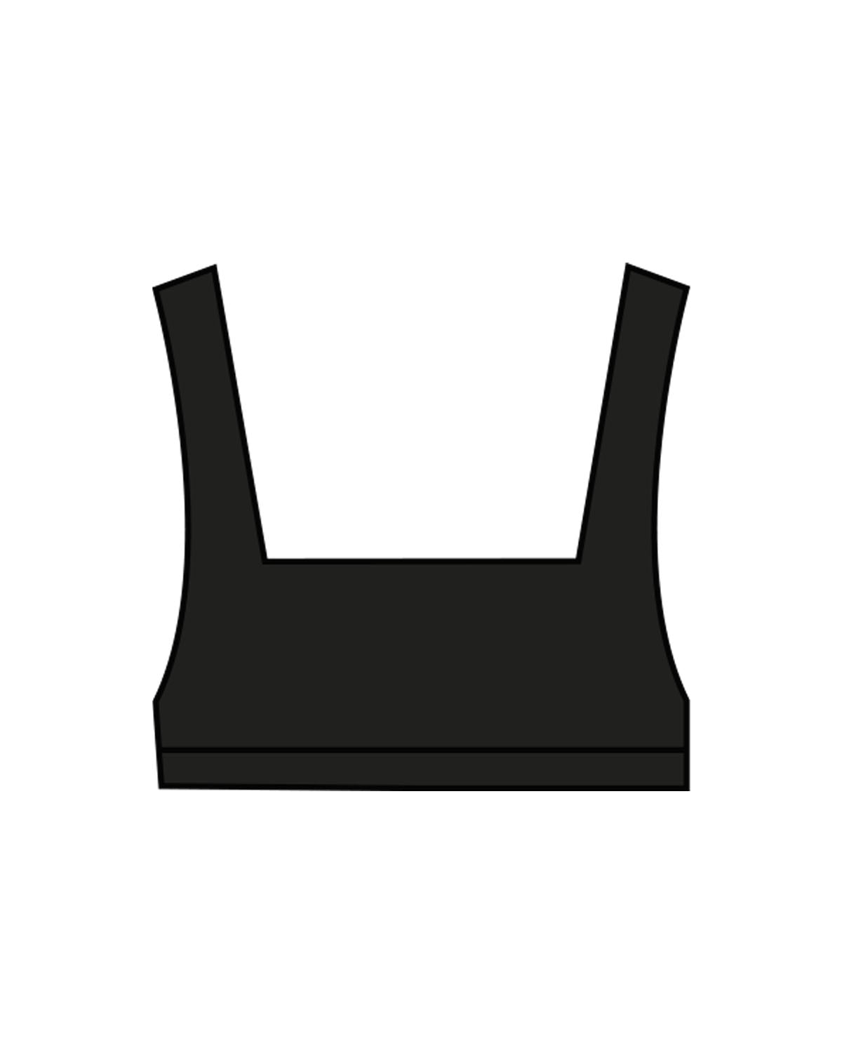 The Box Cut Bra - Black - Platinum Pilates - Center Back - Printed - White