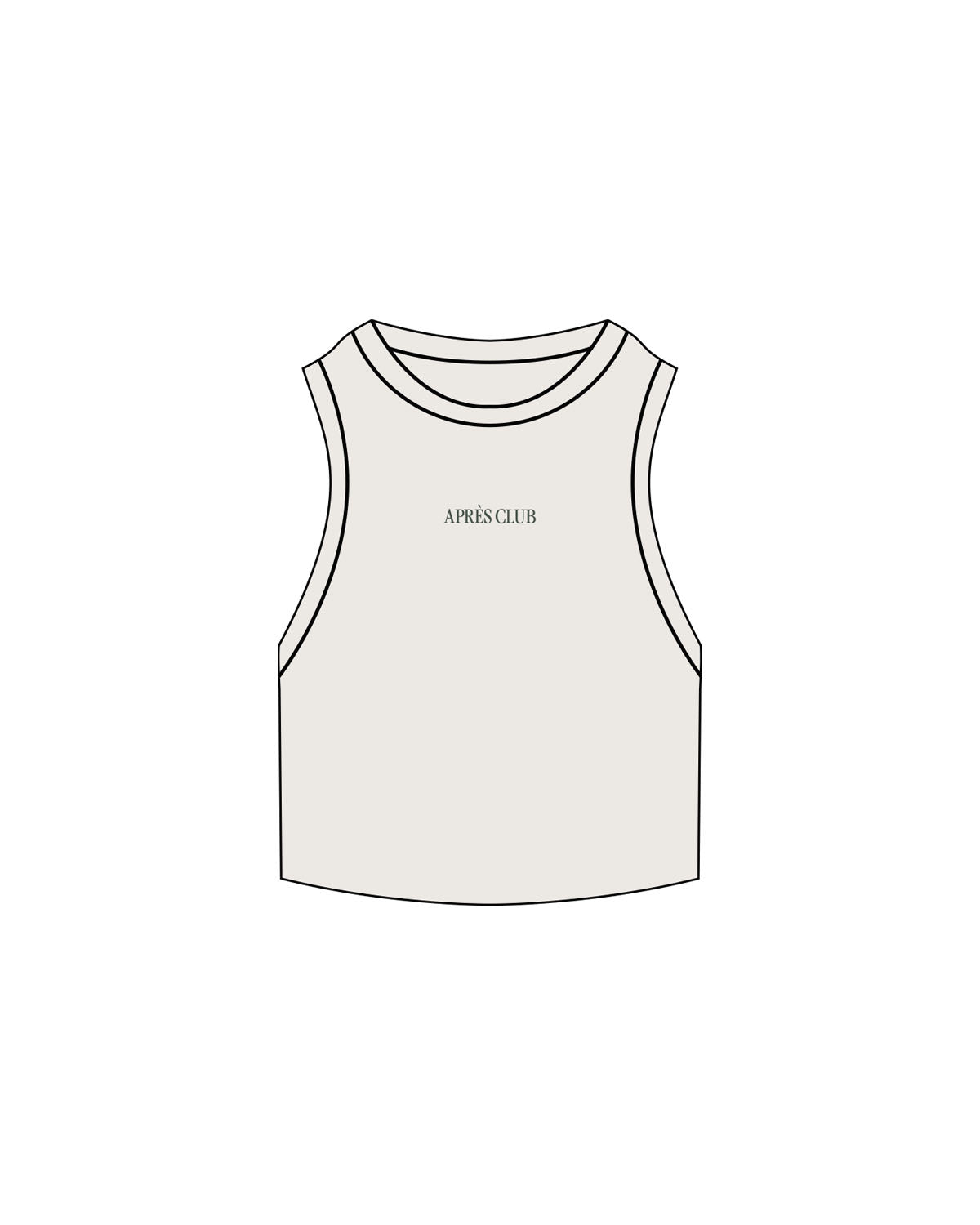 The Ribbed Crop Tank - Bone - Lagree Tahoe - Center Chest - Embroidered - Green