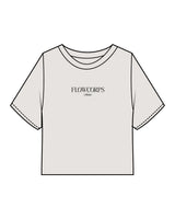 The Heavyweight Crop Tee - Washed Bone - Flowcorps - Center Chest & Back Round Stacked - Black