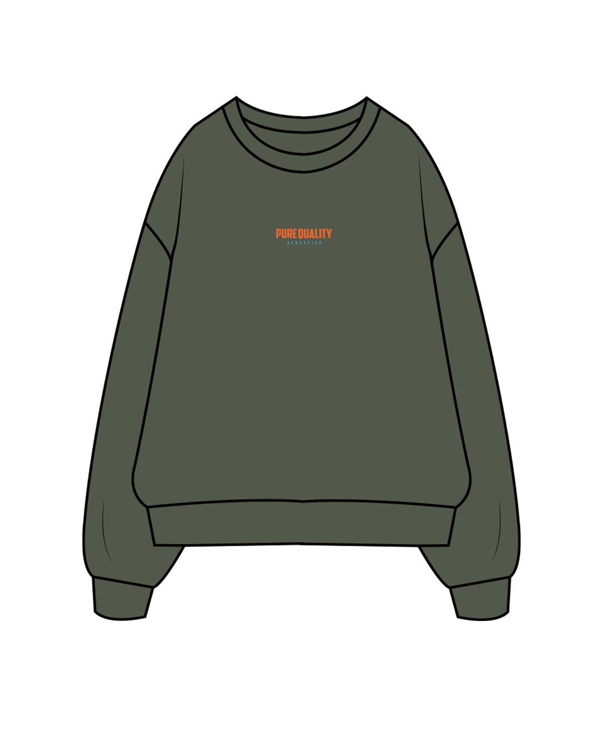 The Mens Crewneck - Cypress - PURE QUALITY - Center Chest Stacked & Center Back Logo Stacked - Printed - Full Color