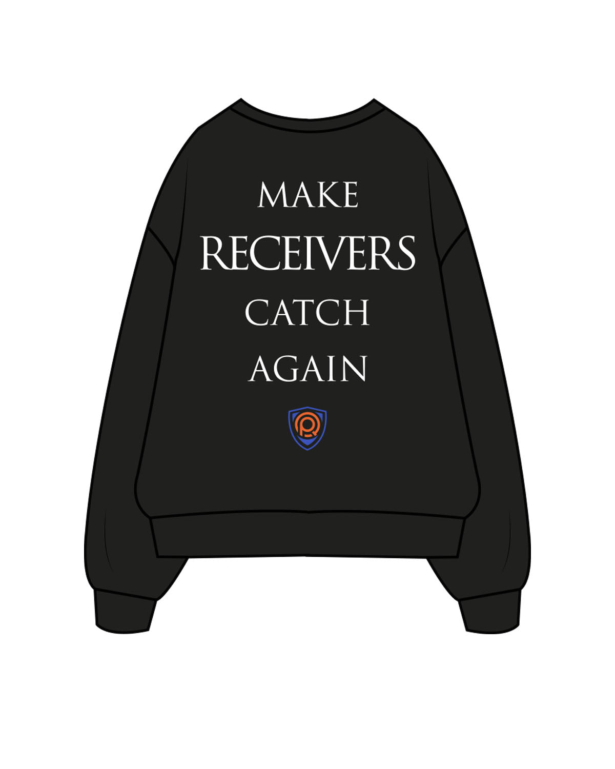 The Mens Crewneck - Black - PURE QUALITY - Center Chest Stacked & Center Back Logo Stacked - Printed - Full Color