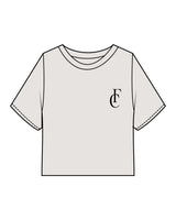 The Heavyweight Crop Tee - Washed Bone - Flowcorps - Left Chest & Back Round Stacked - Black
