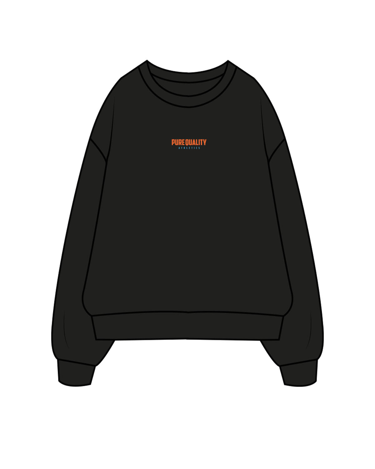 The Mens Crewneck - Black - PURE QUALITY - Center Chest Stacked & Center Back Logo Stacked - Printed - Full Color